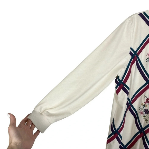 Vintage 90s Granny Top Sweatshirt Tunic Shirt Womens XL Embroidered Floral - Picture 4 of 14